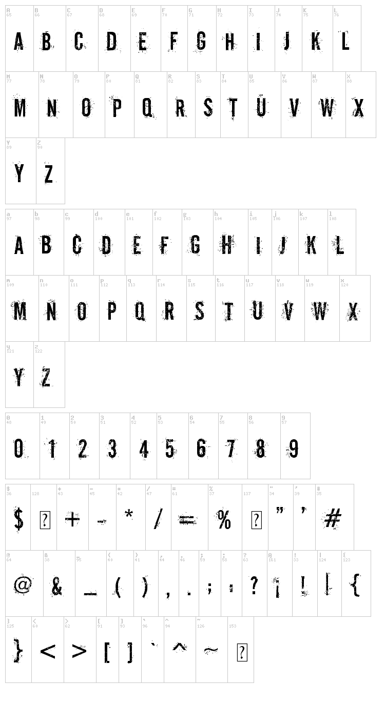 CGF Off-Road font map